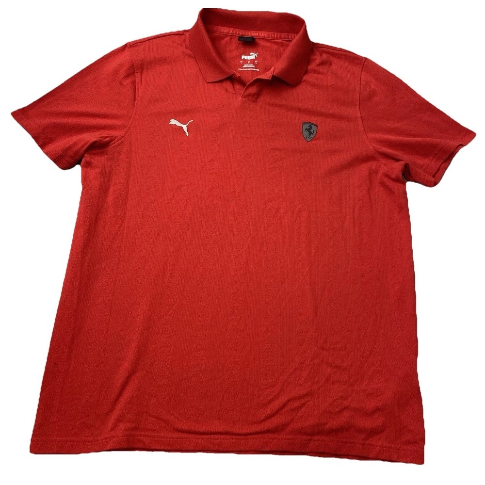 Puma x Scuderia Ferrari Motorsports Jacquard Polo Shirt Size Large Red F1 Racing